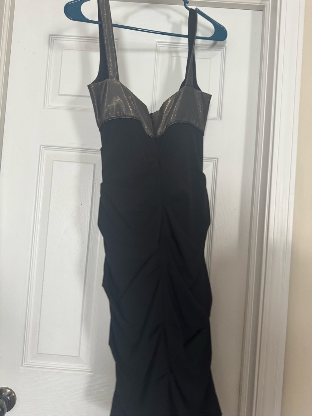 Nicole Miller Black Slip Dress with Metallic Silver Bust